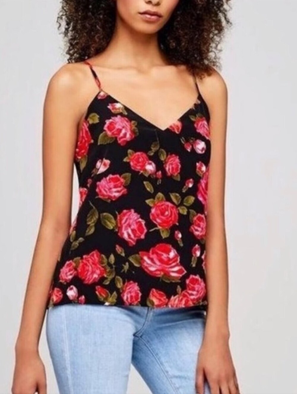 L'Agence Jane Silk Floral Spaghetti Strap Tank Top - Size Small
